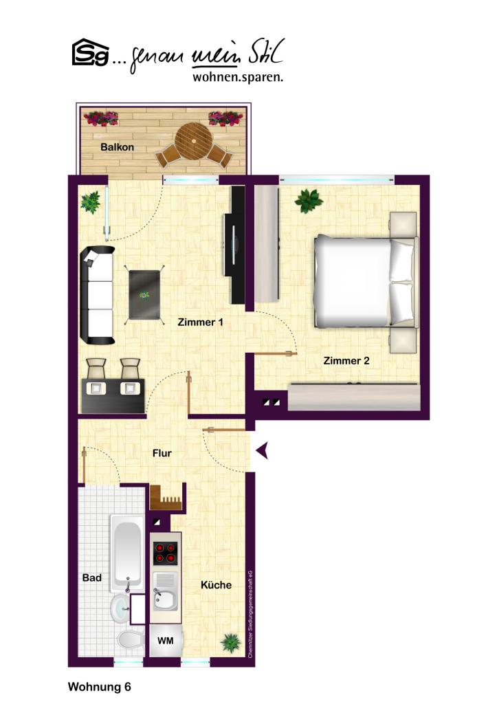 Schicke moderne 2-Zimmer-Wohnung mit Balkon - Photo 5